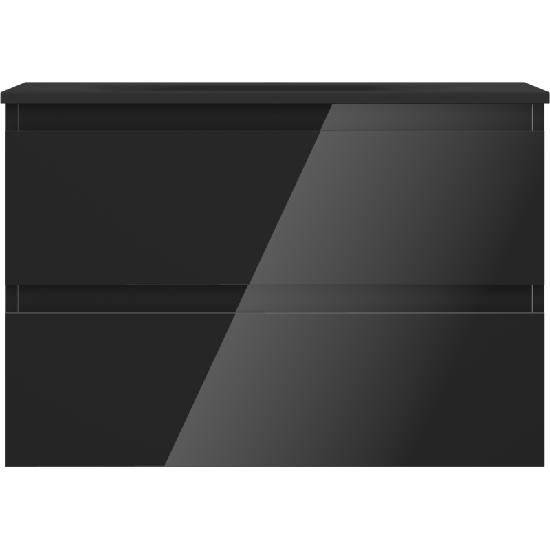 Mexen Orio vonios kambario spintelė 70 cm su praustuvu Vela, 2 stalčiai, juoda blizgi/juoda matinė - 91A10-07047-2-BFF70-W23M71