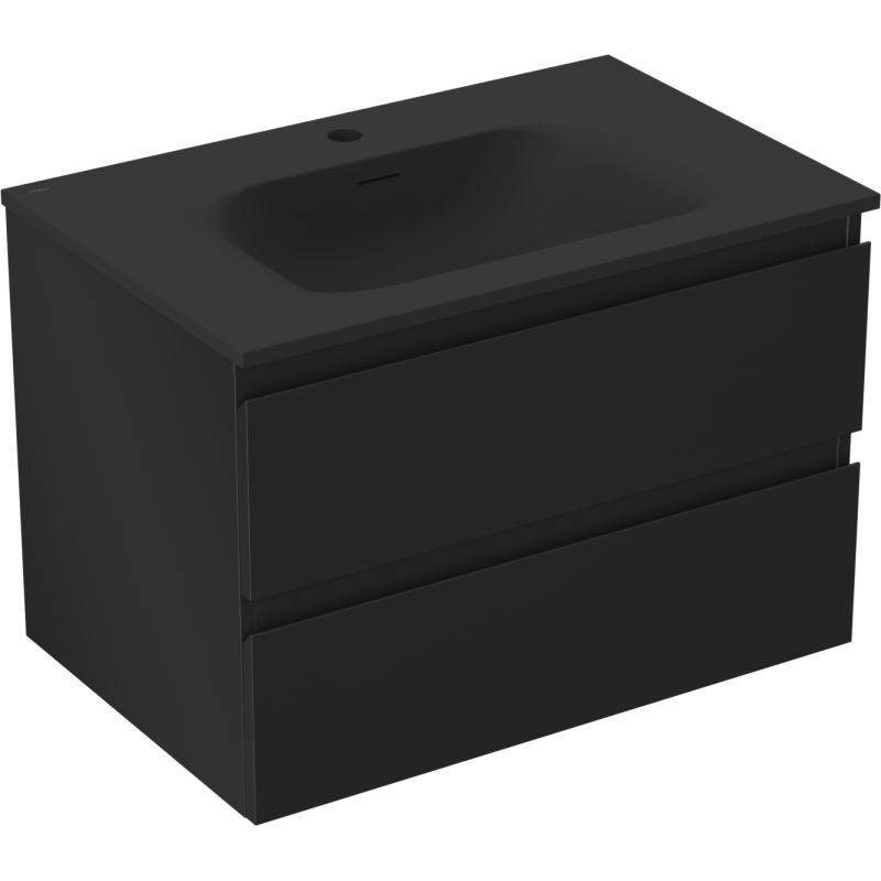 Mexen Orio vonios kambario spintelė 70 cm su praustuvu Vela, 2 stalčiai, juoda matinė - 91A10-07047-2-BFF71-W23M71