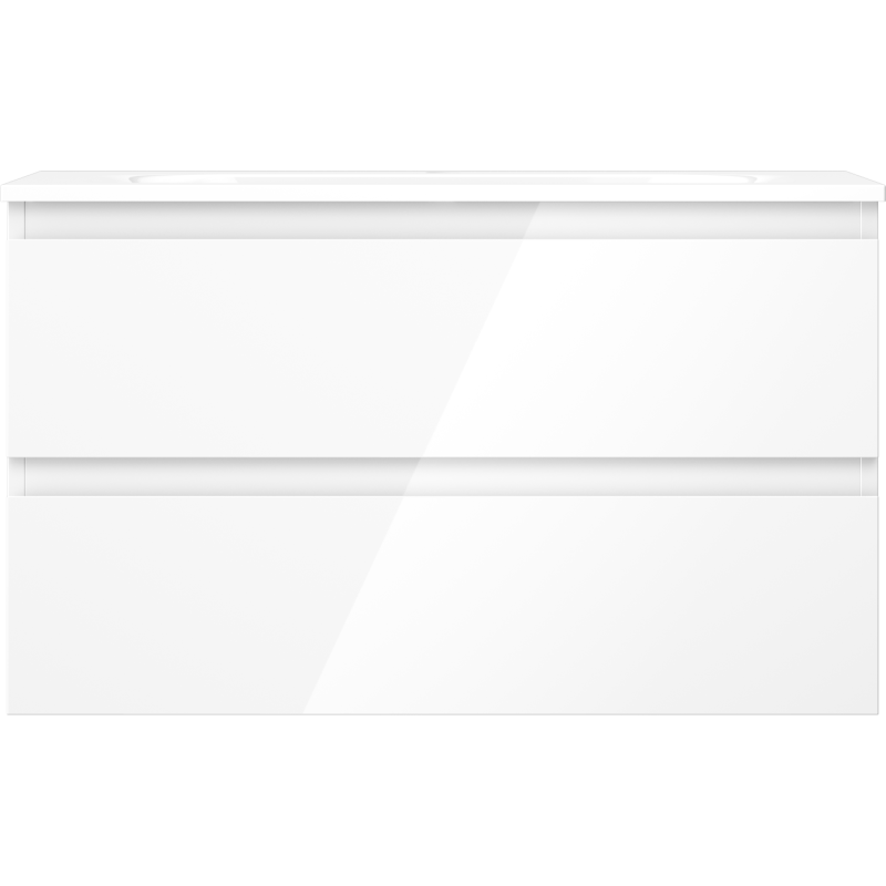 Mexen Orio vonios spintelė 80 cm su Vela praustuvu, 2 stalčiai, balta blizgi - 91A10-08047-2-BFF00-W23M00