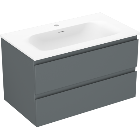 Mexen Orio vonios spintelė 80 cm su praustuvu Vela, 2 stalčiai, grafito matinė/balta matinė - 91A10-08047-2-BFF66-W23M01