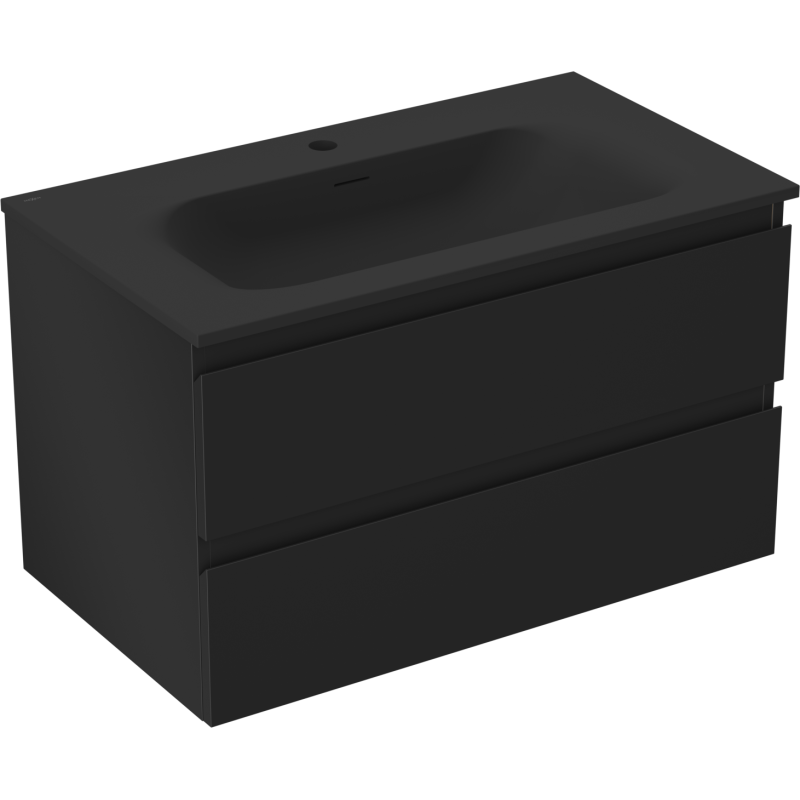 Mexen Orio vonios spintelė 80 cm su Vela praustuvu, 2 stalčiais, juoda matinė - 91A10-08047-2-BFF71-W23M71
