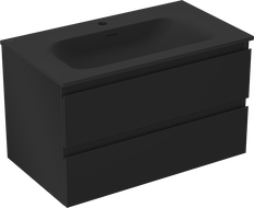 Mexen Orio vonios spintelė 80 cm su Vela praustuvu, 2 stalčiais, juoda matinė - 91A10-08047-2-BFF71-W23M71