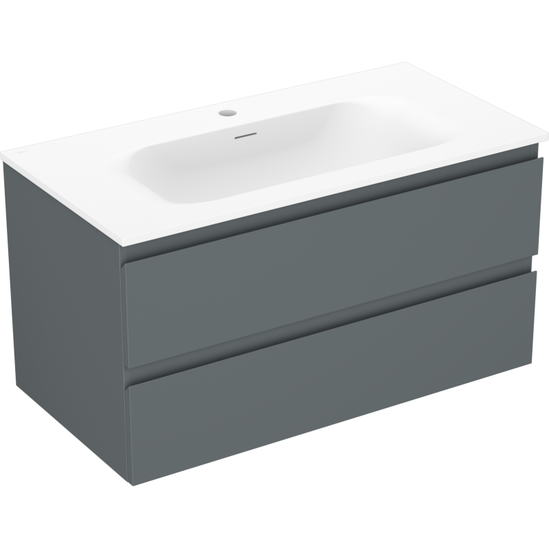 Mexen Orio vonios spintelė 90 cm su kriaukle Vela, 2 stalčiai, matinė grafito/balta matinė - 91A10-09047-2-BFF66-W23M01