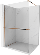 Mexen Kioto+ dušų ekranas su lentyna Walk-in 70 x 200 cm, skaidri, rausvas auksas - 800-070-121-60-00