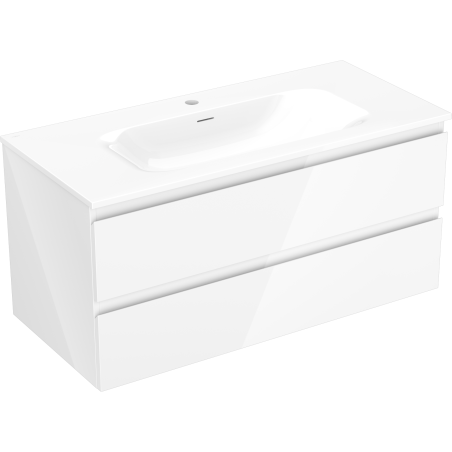 Mexen Orio vonios kambario spintelė 100 cm su kriaukle Vela, 2 stalčiai, blizgi balta - 91A10-10047-2-BFF00-W23M00