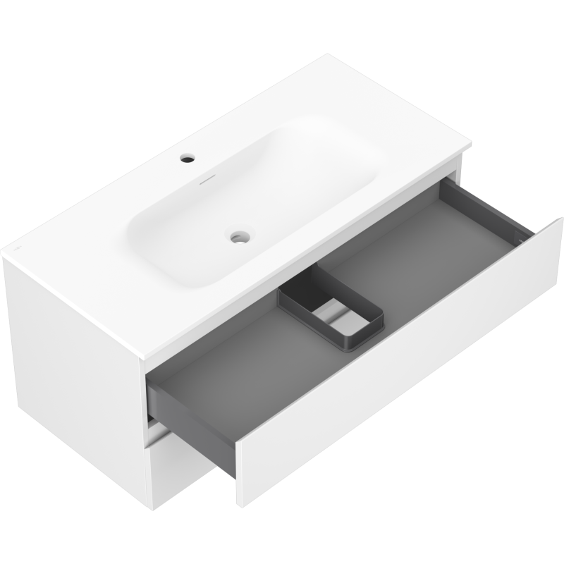 Mexen Orio vonios spintelė 100 cm su kriaukle Vela, 2 stalčiai, balta matinė - 91A10-10047-2-BFF01-W23M01