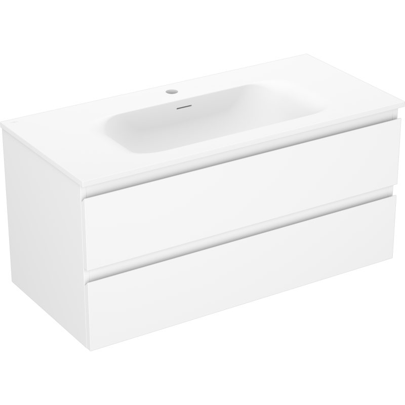 Mexen Orio vonios spintelė 100 cm su kriaukle Vela, 2 stalčiai, balta matinė - 91A10-10047-2-BFF01-W23M01