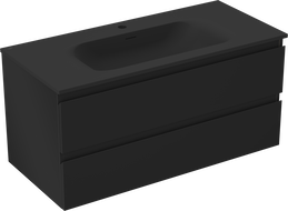 Mexen Orio vonios spintelė 100 cm su praustuvu Vela, 2 stalčiai, juoda matinė - 91A10-10047-2-BFF71-W23M71