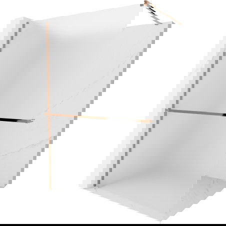 Mexen Kioto+ dušo sienelė su lentyna ir bėgeliu 90 x 200 cm, Šerkšnas 8 mm, Rožinio aukso - 800-090-121-60-30