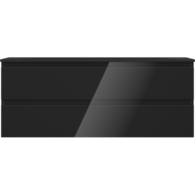 Mexen Orio vonios kambario spintelė 120 cm su Vela kriaukle, 2 stalčiai, blizgi juoda/matinė juoda - 91A10-12047-2-BFF70-W23M71