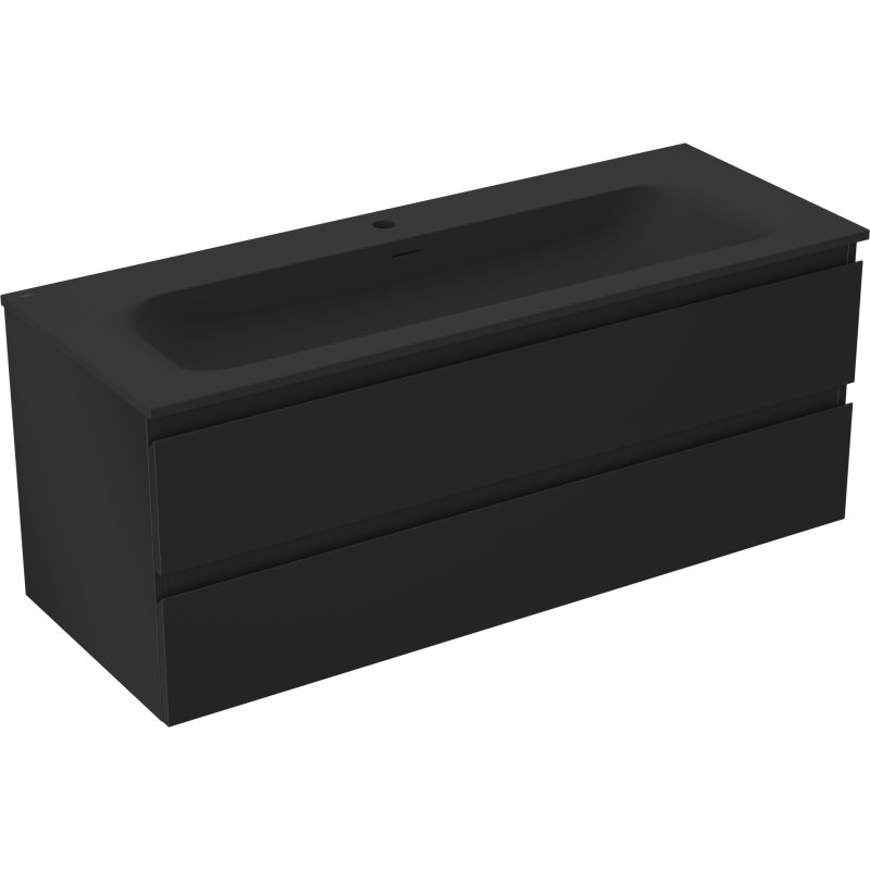 Mexen Orio vonios spintelė 120 cm su Vela kriaukle, 2 stalčiai, juoda matinė - 91A10-12047-2-BFF71-W23M71