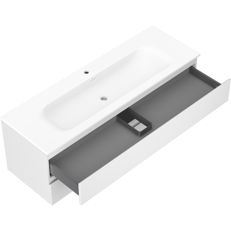 Mexen Orio vonios spintelė 140 cm su praustuvu Vela, 2 stalčiai, baltas matinis - 91A10-14047-2-BFF01-W23M01