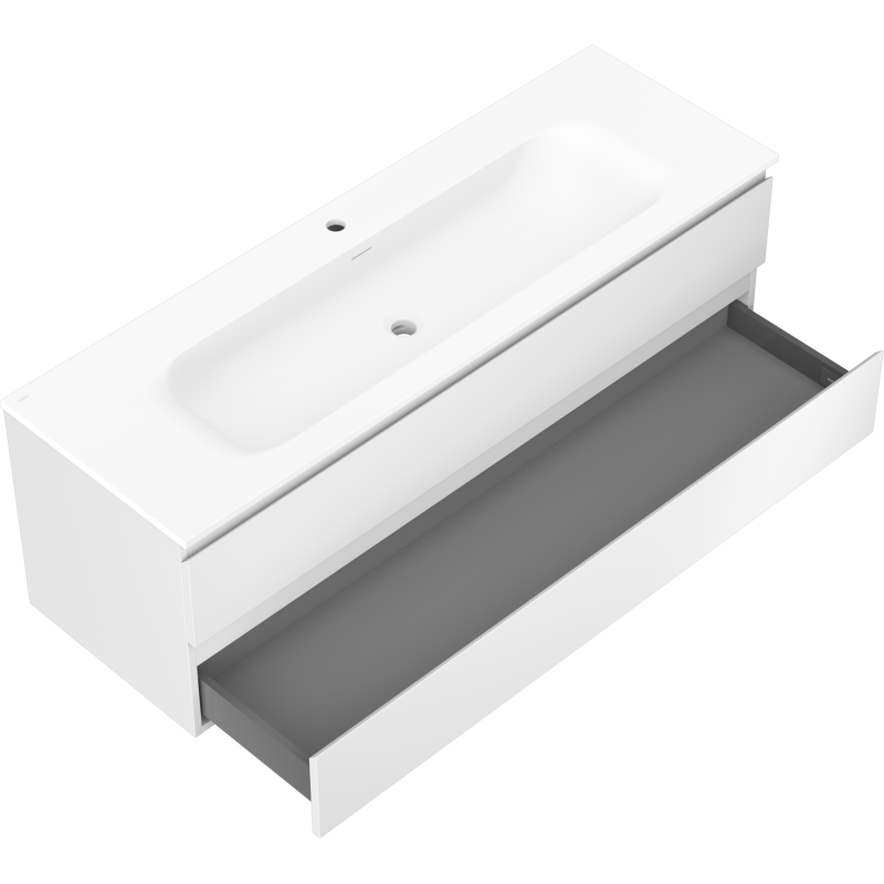 Mexen Orio vonios spintelė 140 cm su praustuvu Vela, 2 stalčiai, baltas matinis - 91A10-14047-2-BFF01-W23M01