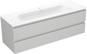 Mexen Orio vonios spintelė 140 cm su Vela praustuvu, 2 stalčiai, pilka matinė/balta matinė - 91A10-14047-2-BFF62-W23M01