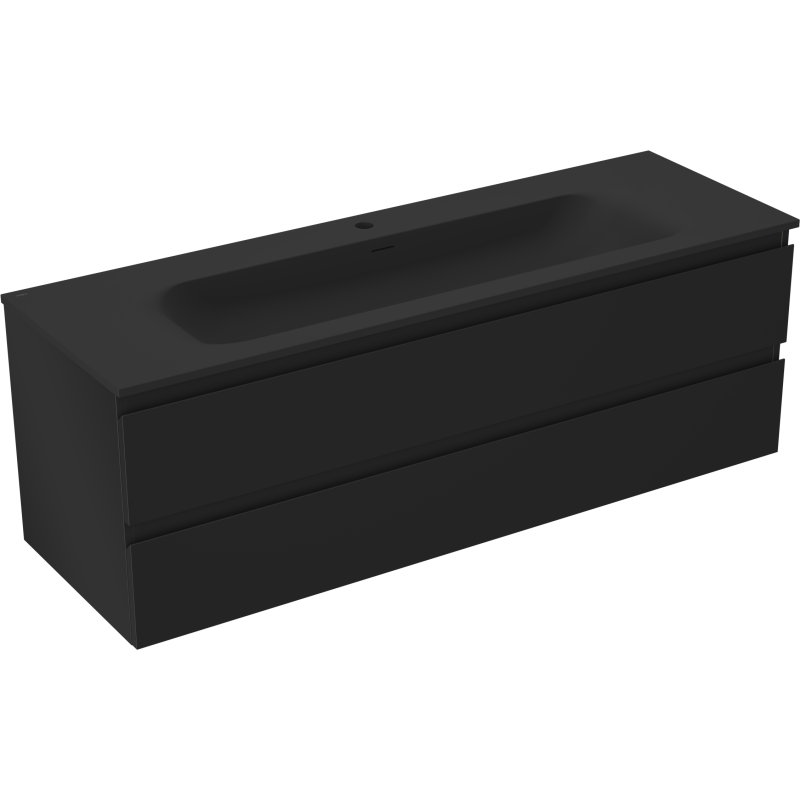 Mexen Orio vonios spintelė 140 cm su praustuvu Vela, 2 stalčiai, juoda matinė - 91A10-14047-2-BFF71-W23M71