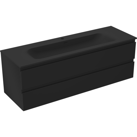 Mexen Orio vonios spintelė 140 cm su praustuvu Vela, 2 stalčiai, juoda matinė - 91A10-14047-2-BFF71-W23M71