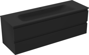 Mexen Orio vonios spintelė 140 cm su praustuvu Vela, 2 stalčiai, juoda matinė - 91A10-14047-2-BFF71-W23M71