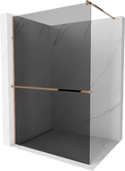 Mexen Kioto+ dušo siena su Walk-in lentyna 100 x 200 cm, grafitas, rausvas auksas - 800-100-121-60-40