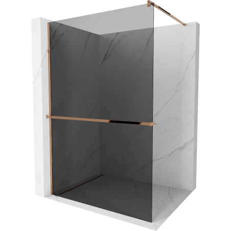 Mexen Kioto+ dušo sienelė su lentynėle Walk-in 110 x 200 cm, grafitas, rožinis auksas - 800-110-121-60-40