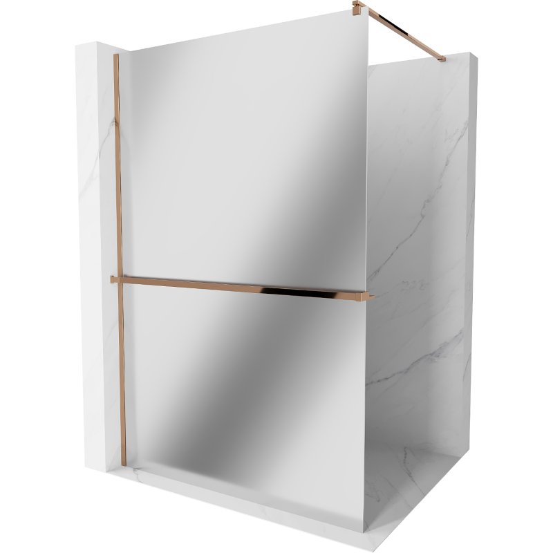 Mexen Kioto+ dušo sienelė su lentyna Walk-in 70 x 200 cm, veidrodis, rožinis auksas - 800-070-121-60-50