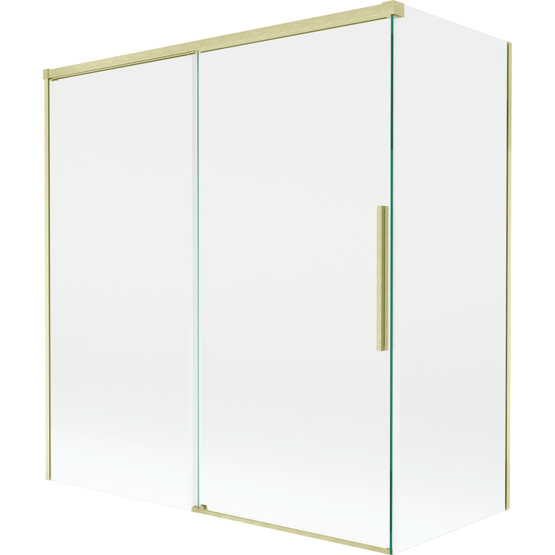 Mexen Rox dušo pertvara 2-dalių, stumdomas 150 + 70 x 150 cm, permatomas, auksinis šlifuotas - 8C9-150-070-55-00