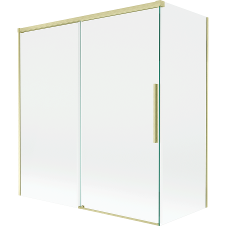 Mexen Rox dušo pertvara 2-dalių, stumdomas 150 + 70 x 150 cm, permatomas, auksinis šlifuotas - 8C9-150-070-55-00