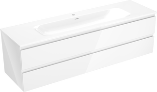 Mexen Orio vonios kambario spintelė 160 cm su kriaukle Vela, 2 stalčiai, balta blizgi - 91A10-16047-2-BFF00-W23M00