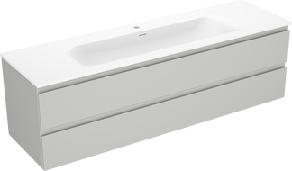 Mexen Orio vonios spintelė 160 cm su Vela kriaukle, 2 stalčiai, pilka matinė/balta matinė - 91A10-16047-2-BFF62-W23M01