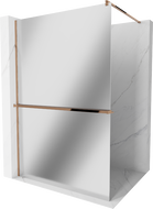 Mexen Kioto+ dušo sienelė su lentyna ir bėgeliu 100 x 200 cm, Veidrodis 8 mm, Rožinio aukso - 800-100-121-60-50