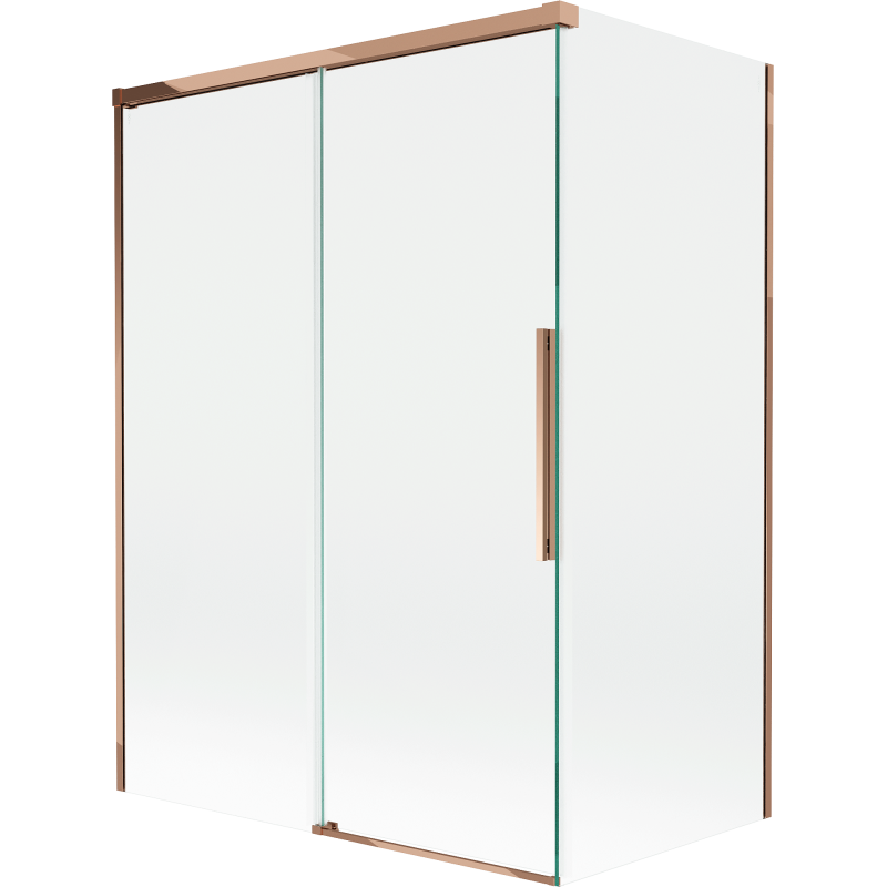 Mexen Rox dviejų dalių stumdomos dušo durys 120 + 70 x 150 cm, skaidrios, rausvas auksas - 8C9-120-070-60-00