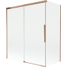 Mexen Rox dviejų dalių stumdomų durelių vonios sienelė 140 + 70 x 150 cm, skaidri, rožinis auksas - 8C9-140-070-60-00