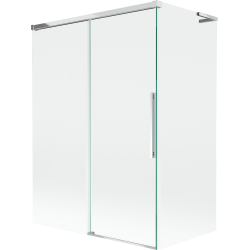 Mexen Rox L vonios ekranas, stumdomas, dviejų dalių, 120 + 70 x 150 cm, skaidrus, chromas - 8C9L-120-070-01-00