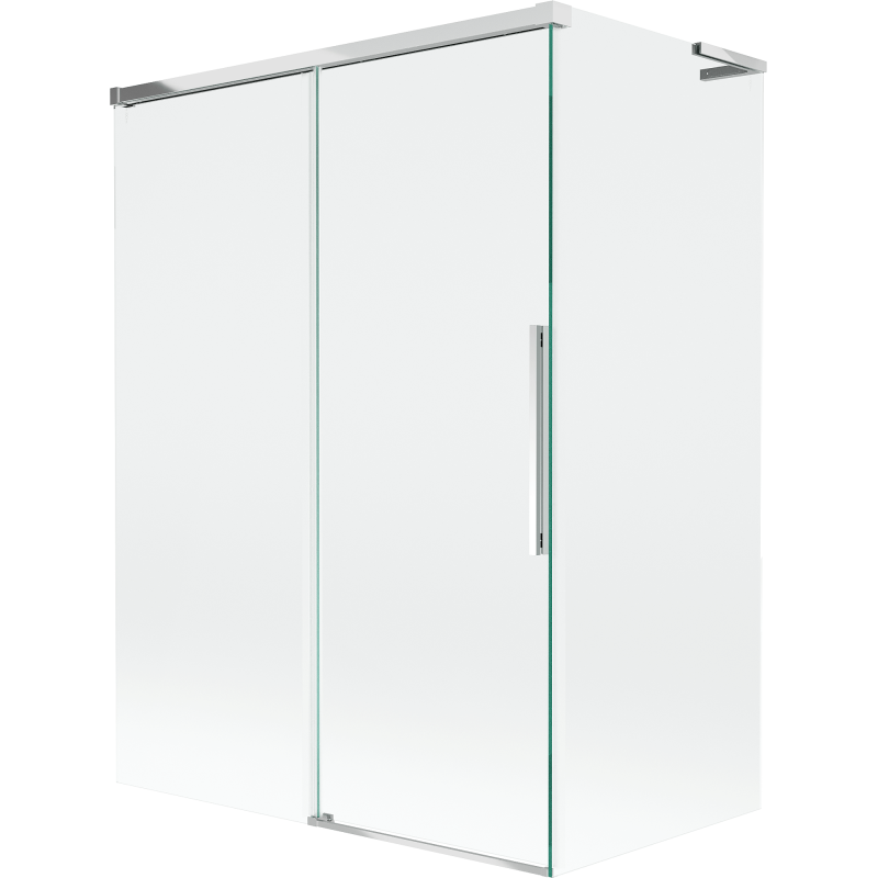 Mexen Rox L vonios užuolaida, 2 dalių, stumdoma, 120 + 70 x 150 cm, skaidri, chromuota - 8C9L-120-070-01-00