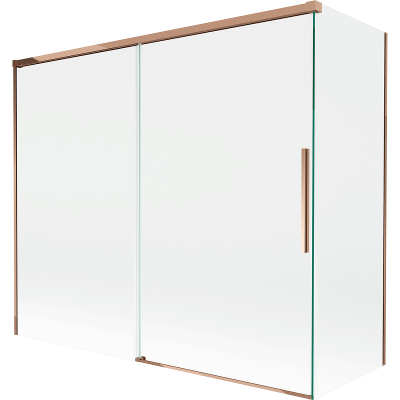Mexen Rox dviejų dalių ištraukiama dušo sienelė 180 + 80 x 150 cm, skaidri, rožinis auksas - 8C9-180-080-60-00