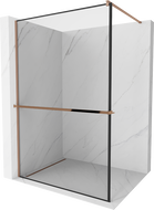 Mexen Kioto+ dušo sienelė su lentyna ir bėgeliu 70 x 200 cm, Skaidrus/Juodas raštas 8 mm, Rožinio aukso - 800-070-121-60-70