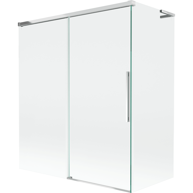 Mexen Rox L vonios sienelė dviem kilnojamiiais sparnais 140 + 70 x 150 cm, skaidri, chromuota - 8C9L-140-070-01-00