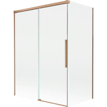 Mexen Rox dvigubas stumdomas dušo ekranas 120 + 70 x 150 cm, skaidrus, šlifuotas varis - 8C9-120-070-65-00