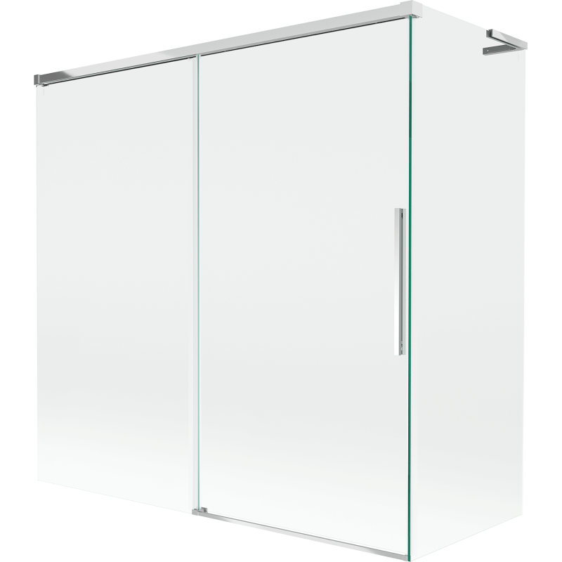 Mexen Rox L vonios ekranas, dvejų dalių, stumdomas 160 + 70 x 150 cm, skaidrus, chromas - 8C9L-160-070-01-00