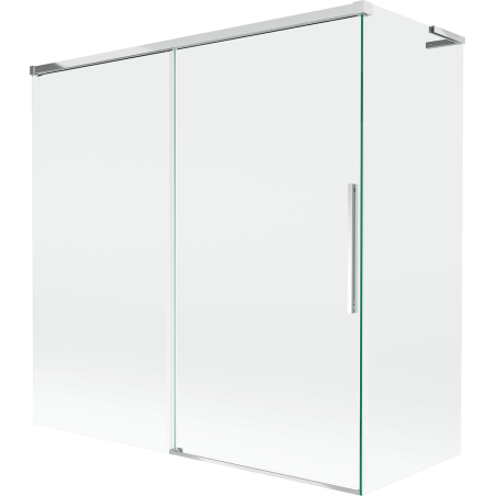 Mexen Rox L vonios ekranas, dvejų dalių, stumdomas 160 + 70 x 150 cm, skaidrus, chromas - 8C9L-160-070-01-00