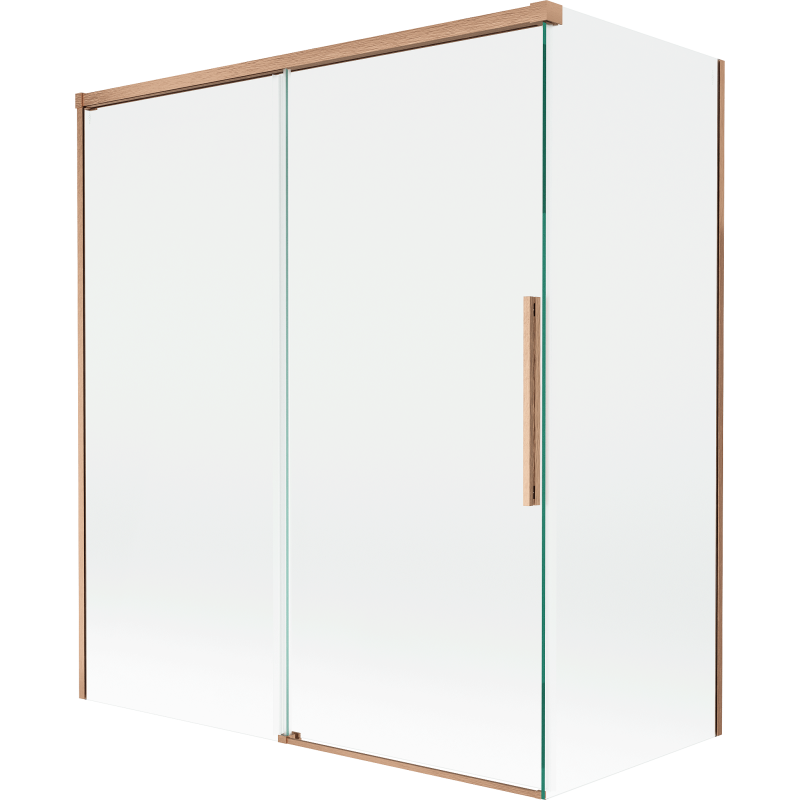 Mexen Rox dviejų dalių stumdomas dušo dangtis 140 + 70 x 150 cm, skaidrus, šepečiu valytas varis - 8C9-140-070-65-00