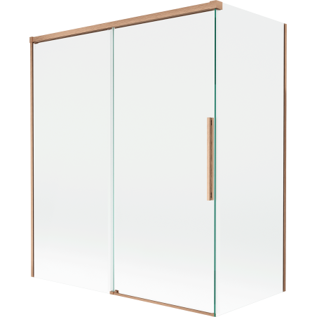 Mexen Rox dviejų dalių stumdomas dušo dangtis 140 + 70 x 150 cm, skaidrus, šepečiu valytas varis - 8C9-140-070-65-00