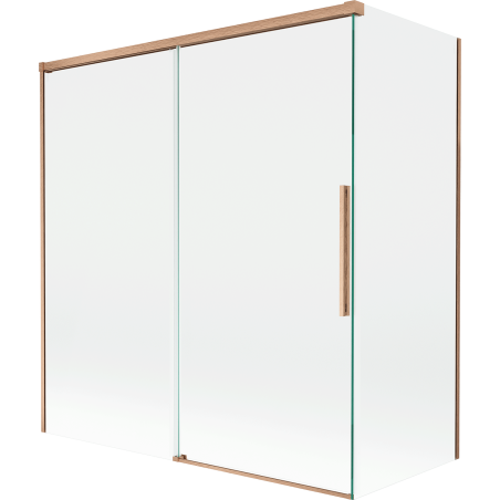 Mexen Rox vonios sienelė 2 dalių stumdomos 150 + 70 x 150 cm, skaidri, šepečiuoti vario spalvos - 8C9-150-070-65-00