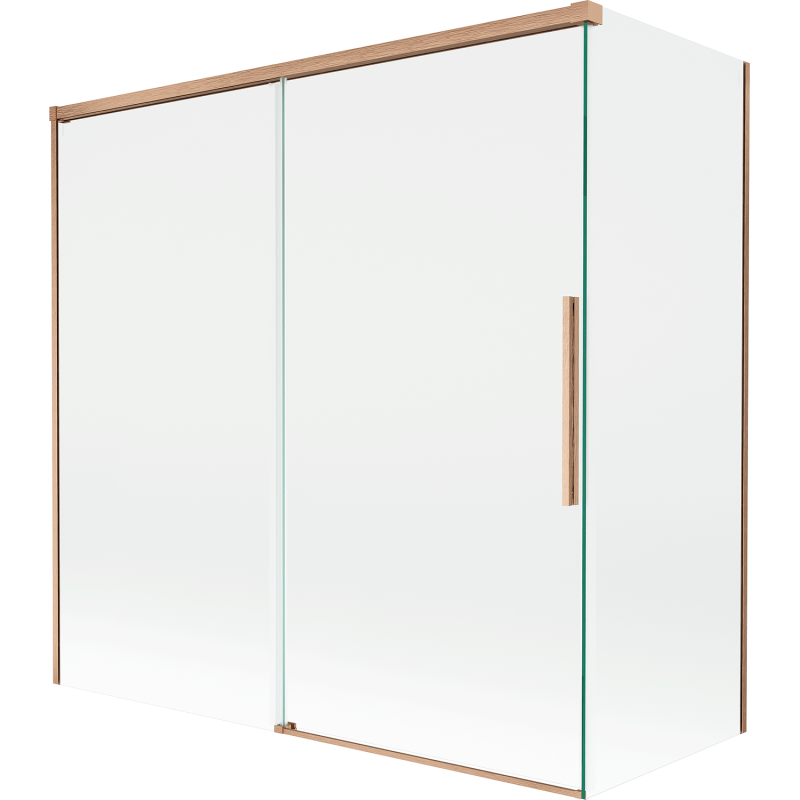 Mexen Rox dviejų dalių stumdomas dušo ekranas 160 + 75 x 150 cm, permatomas, šlifuotas varis - 8C9-160-075-65-00