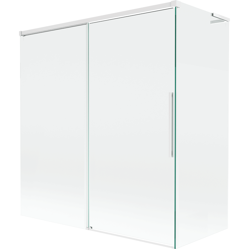 Mexen Rox L vonios ekranas, 2-dalių stumdomas 150 + 70 x 150 cm, skaidrus, baltas - 8C9L-150-070-20-00