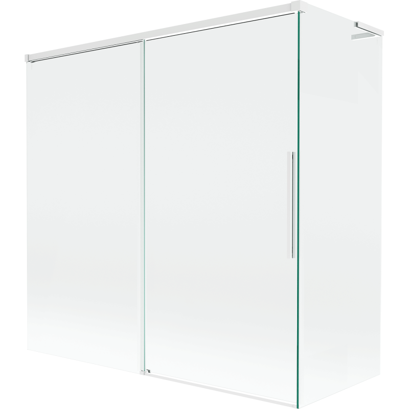 Mexen Rox L vonios ekranas, dvigubas slankiojantis 160 + 75 x 150 cm, skaidrus, baltas - 8C9L-160-075-20-00