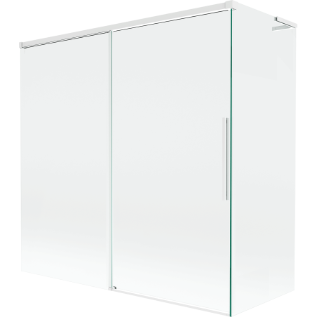 Mexen Rox L vonios pertvara, 2-durų stumdomas 160 + 80 x 150 cm, permatomas, baltas - 8C9L-160-080-20-00
