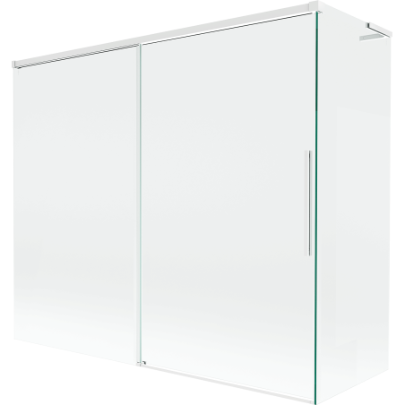 Mexen Rox L vonios ekrano 2 varstomi durys 180 + 80 x 150 cm, skaidrus, baltas - 8C9L-180-080-20-00
