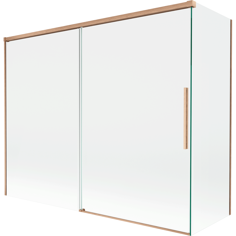 Mexen Rox dušo pertvara 2 dalių stumdomas 190 + 90 x 150 cm, permatomas, šlifuotas varis - 8C9-190-090-65-00