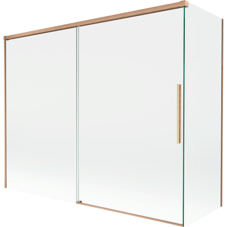 Mexen Rox dušo pertvara 2 dalių stumdomas 190 + 90 x 150 cm, permatomas, šlifuotas varis - 8C9-190-090-65-00