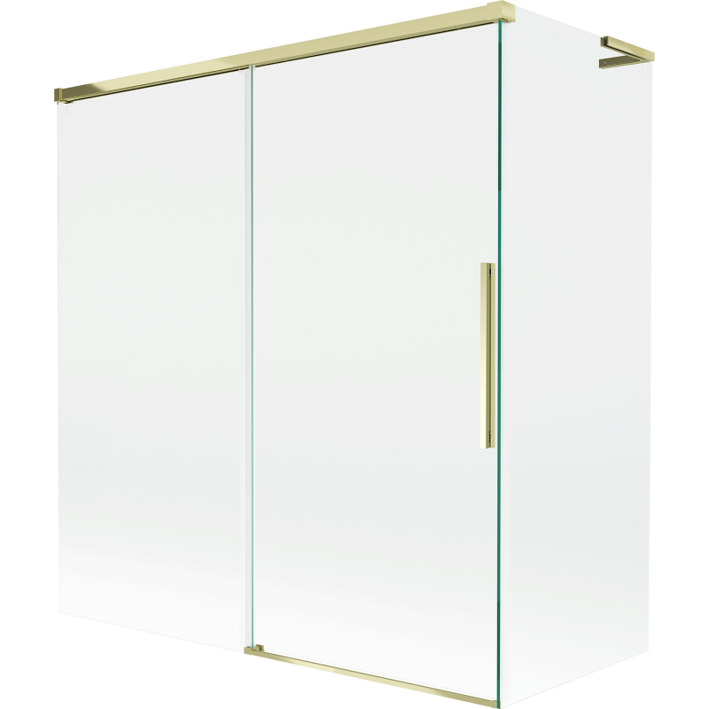 Mexen Rox L dvivėrė vonios pertvara 150 + 70 x 150 cm, permatoma, auksinė - 8C9L-150-070-50-00
